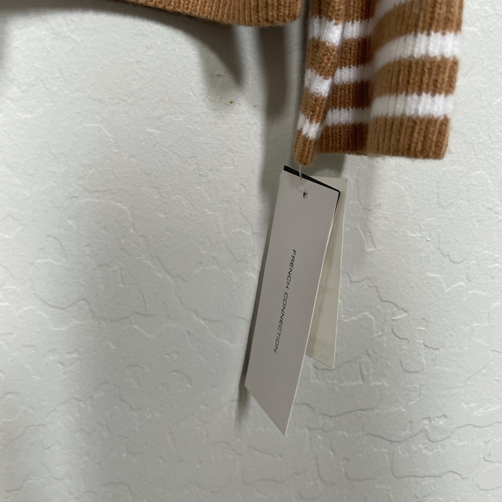 French Connection Tan and White Striped Turtleneck Sweater - Picture 5 of 8